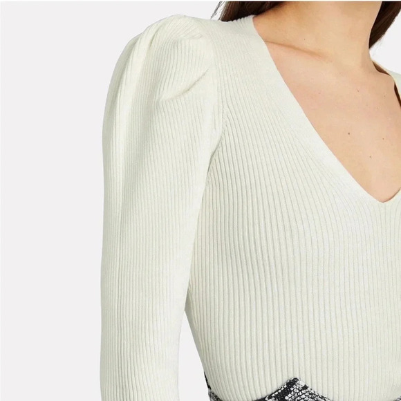 Ronny Kobo Madelina white ribbed sweater top - Picture 3 of 10